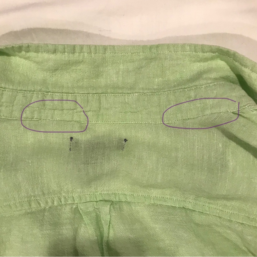 Gap Linen Blend Boyfriend Fit Collared Long Sleeve Roll Tab Popover Top Lime - Picture 8 of 8
